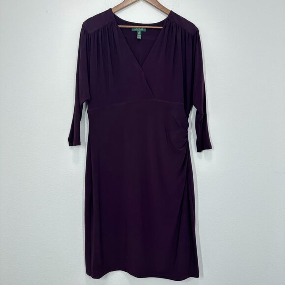 Lauren Ralph Lauren Dresses & Skirts - Lauren Ralph Lauren Women's Size 18 Purple Eggplant 3/4 Sleeve Midi Formal Dress